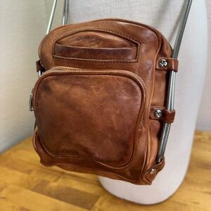 RARE Alexander Wang Tan Lambskin Mini Brenda Camera Bag Snake Chain
